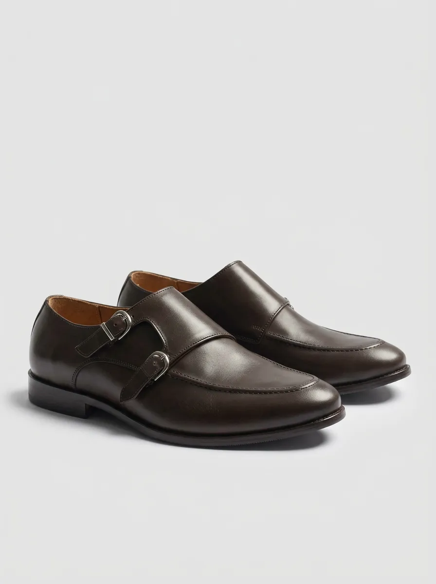 Men's Leather Double Monk Strap Dress Shoes