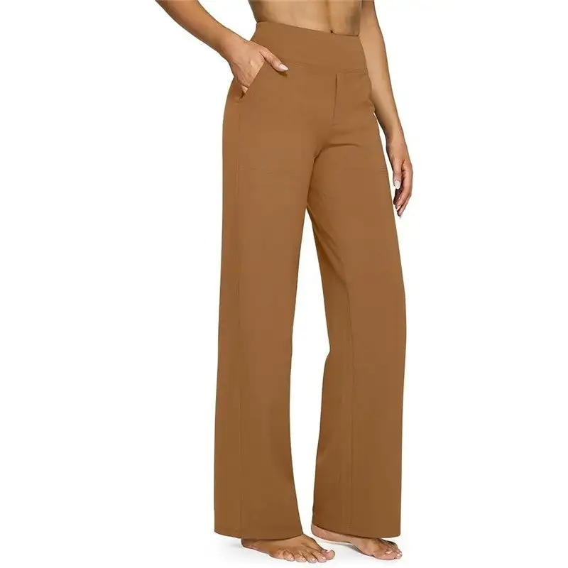 High Waist Straight Leg Loose Fit Pocket Pants