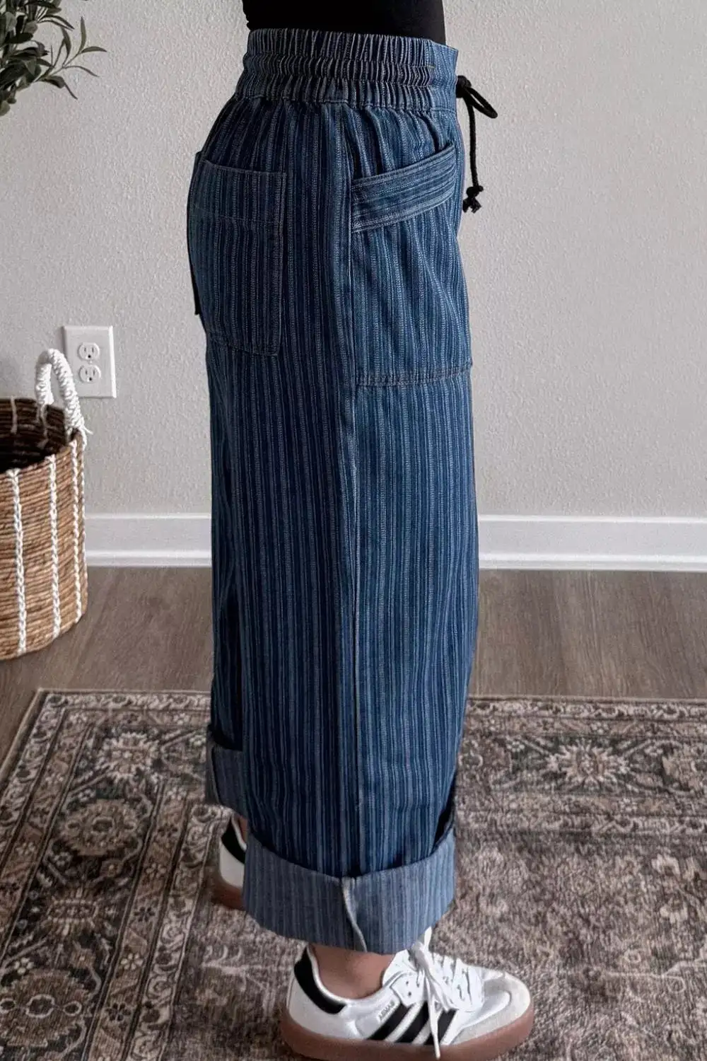 Striped Wide-Leg Jeans