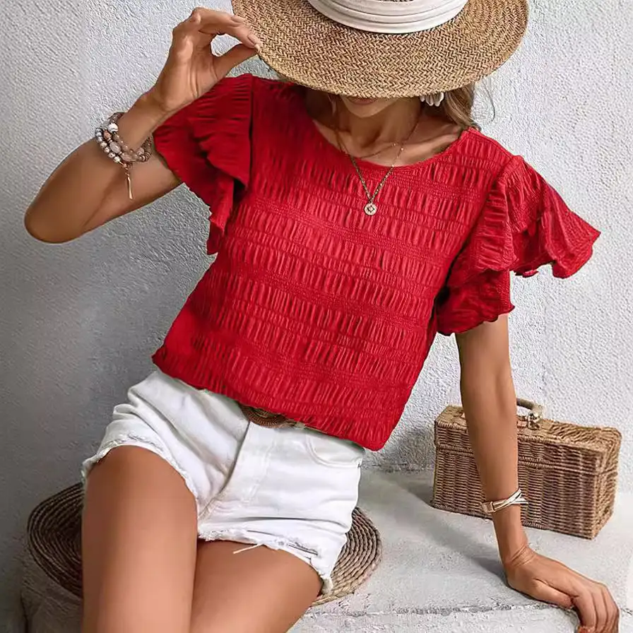 Ruffle Sleeve Casual Top