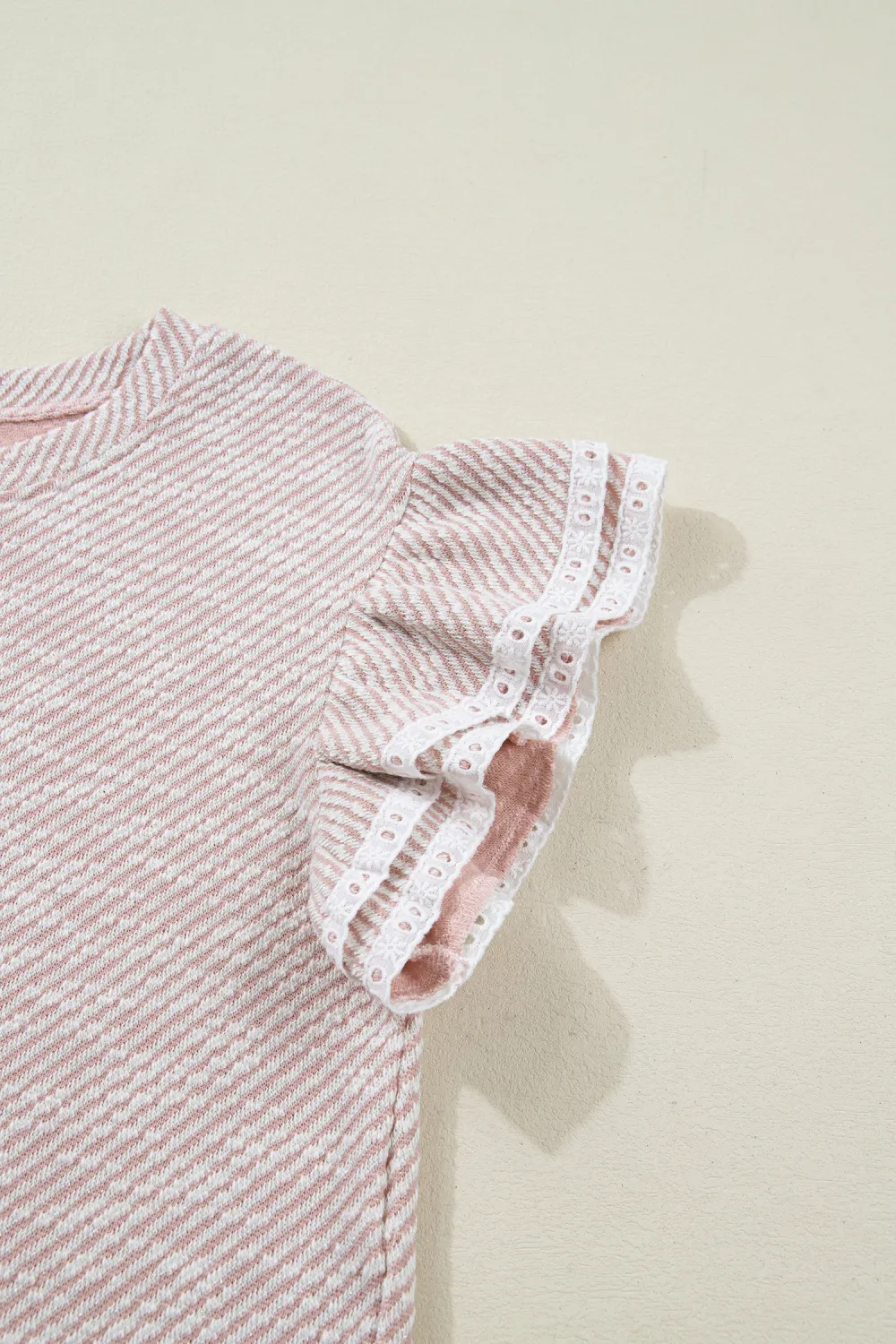 Light Pink Twilled Print Lace Blouse