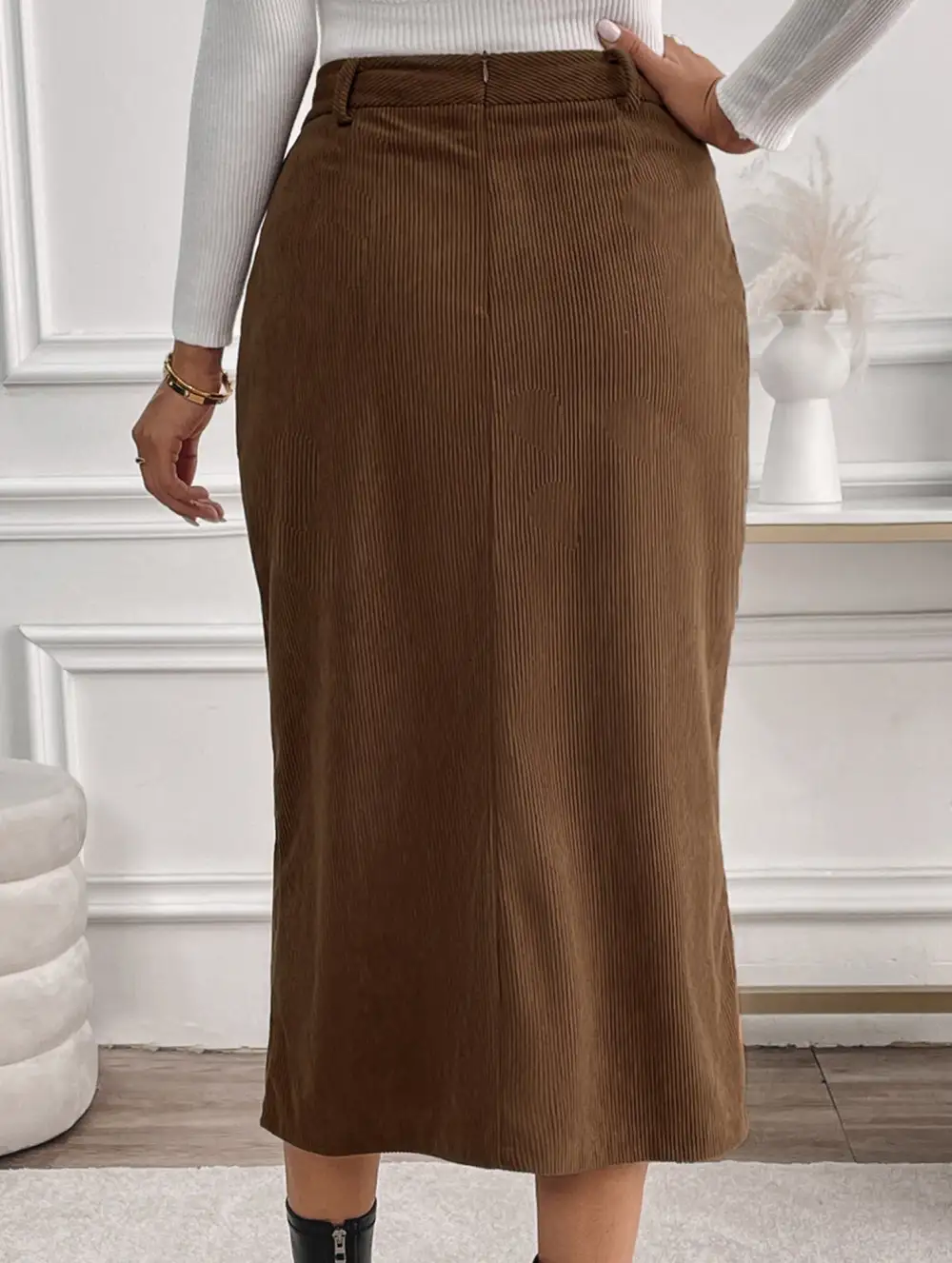Slit Straight Midi Skirt