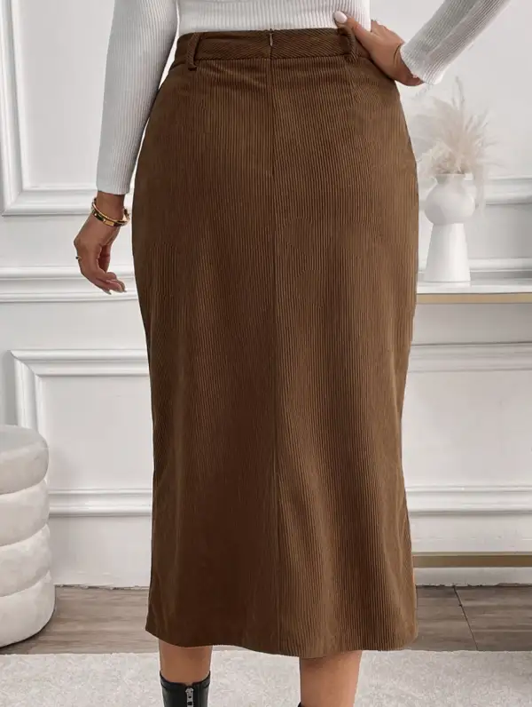 Slit Straight Midi Skirt