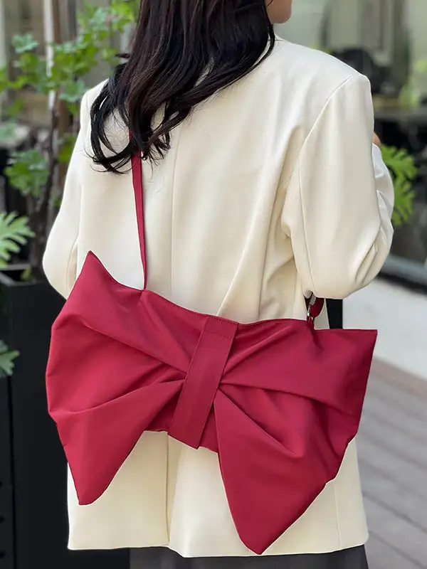 Bow Detail Zip Shoulder Bag