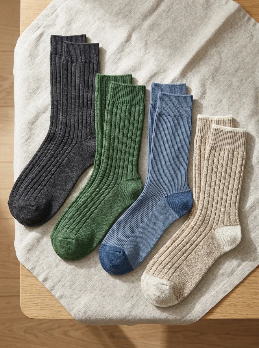 Men's Four Pack Ankle Socks Bundle with Crew Detail