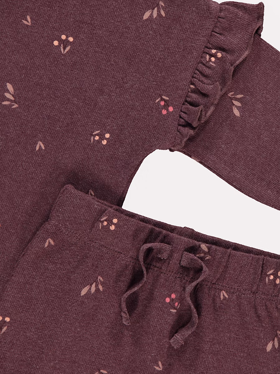 Plum Cherry Soft Knit Top and Leggings Outfit detail 1