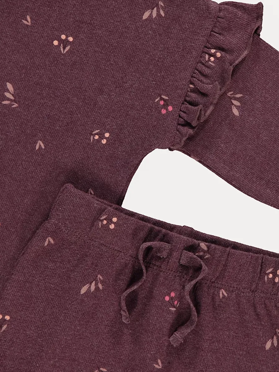 Plum Cherry Soft Knit Top and Leggings Outfit