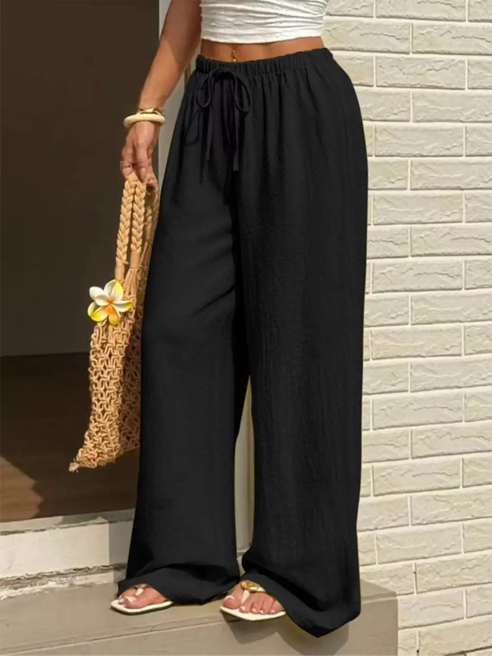Plus Size High Waisted Wide Leg Pants