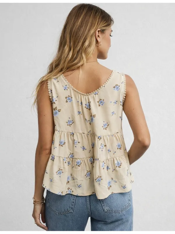 Boho Front Scoop Neck Sleeveless Top