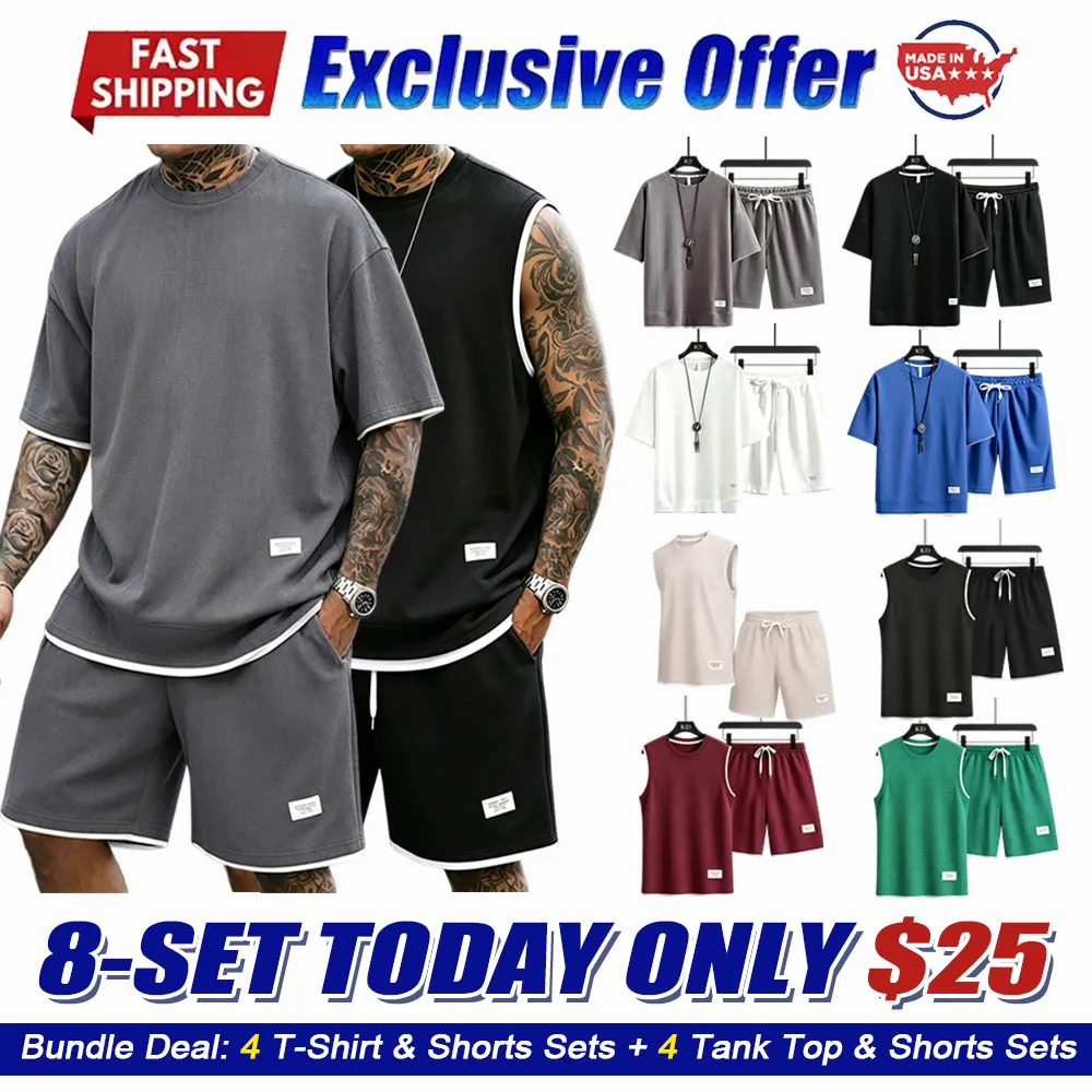 Men's Short-Sleeve T-Shirt & Drawstring Short Set Tank Top & Short 2-Piece Set