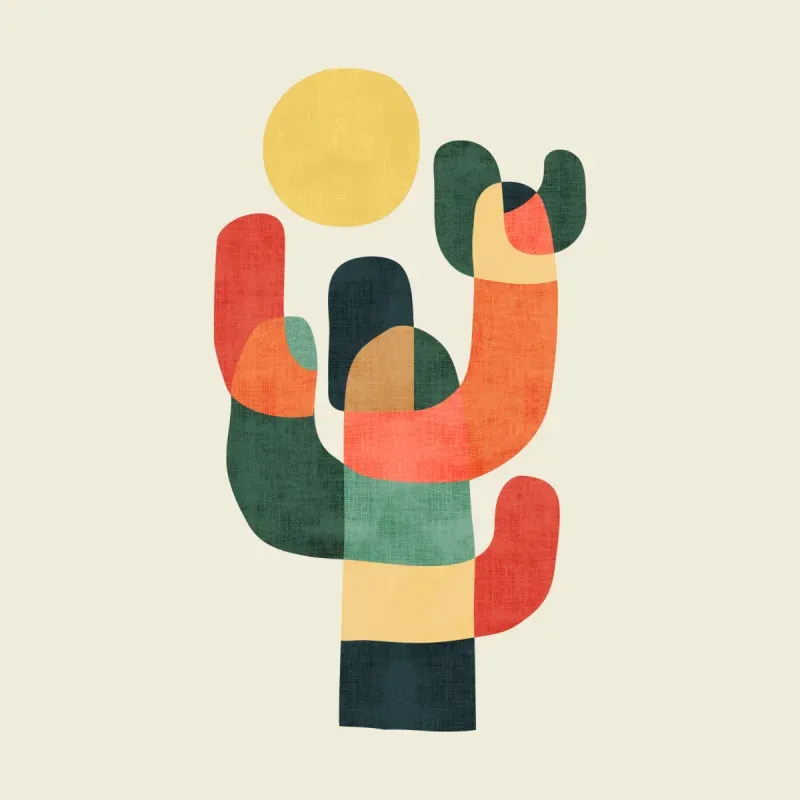 Abstract Geometric Cactus Sunset Jacket