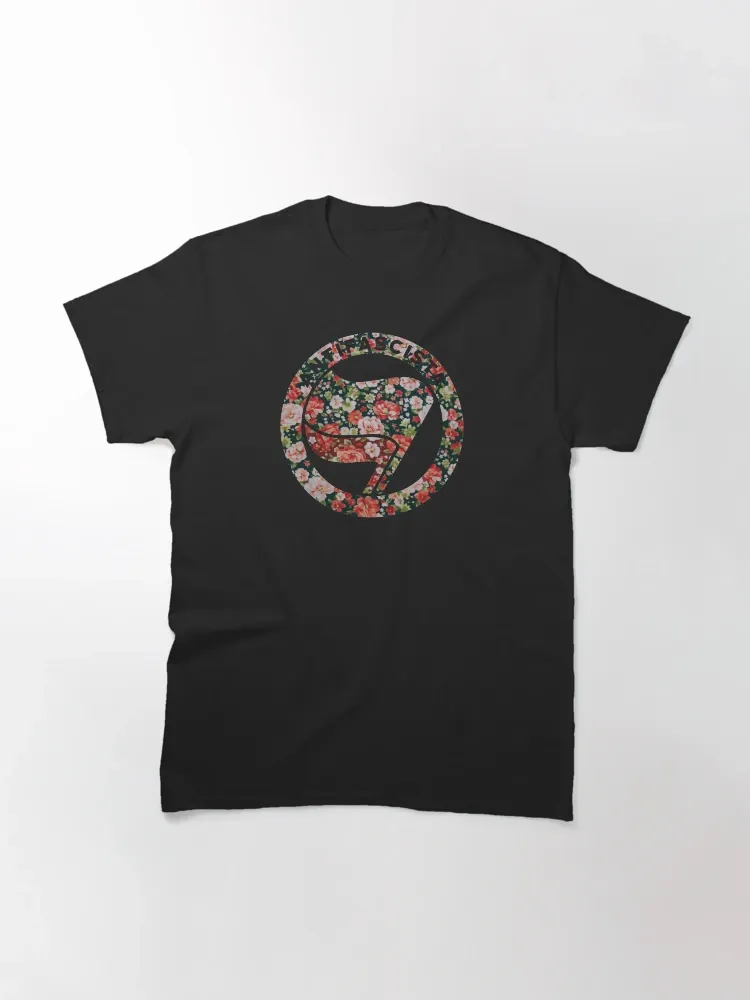 Women's Intricate Floral Logo Pattern Print Crew Neck Short-Sleeve T-Shirt