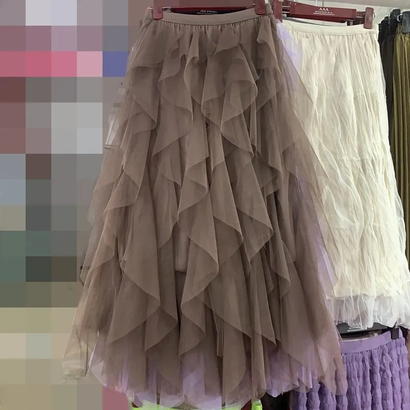 Comfort Irregular Multi-Layer Mesh Skirt