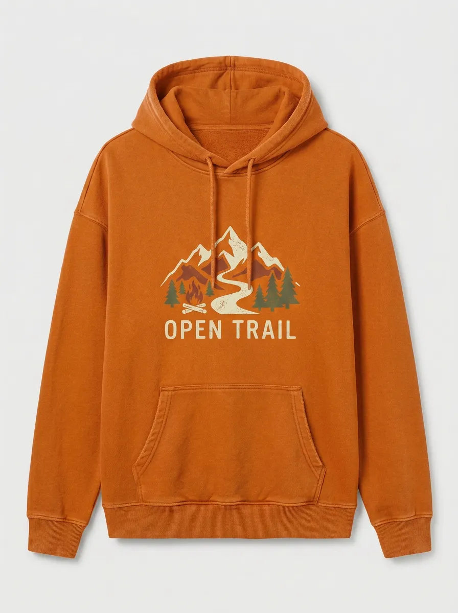 Unisex Open Trail Camping Mountain Printed Hoodie