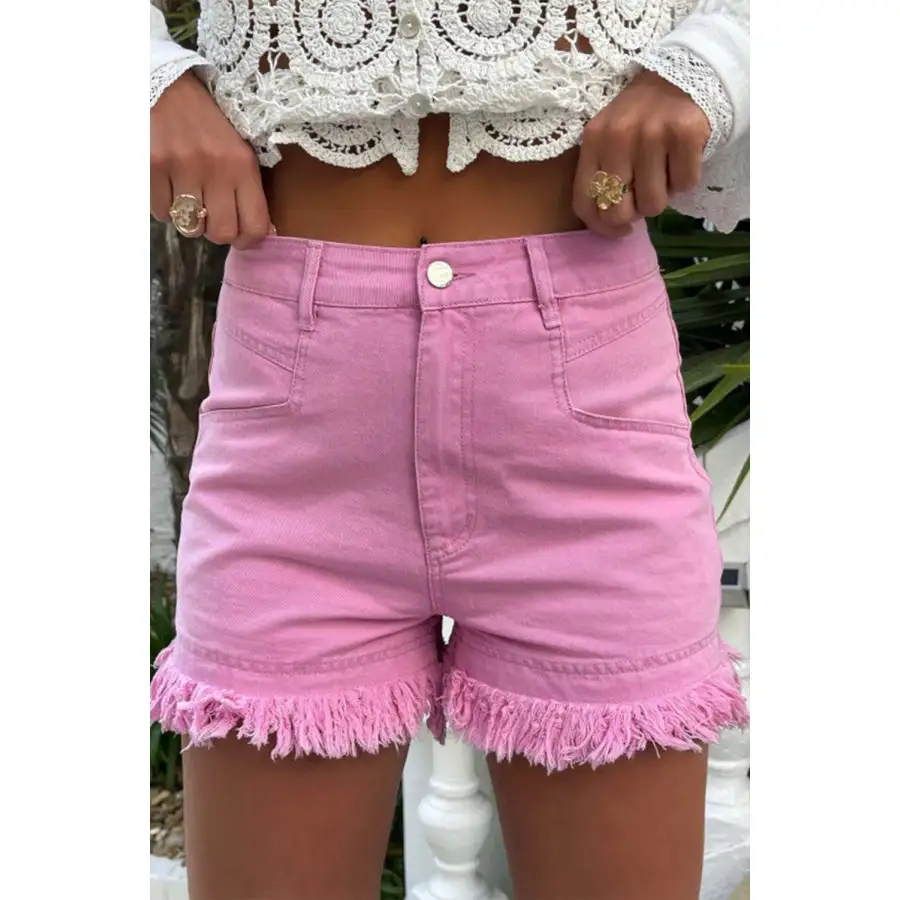 Refined Raw Hem High Waist Denim Shorts