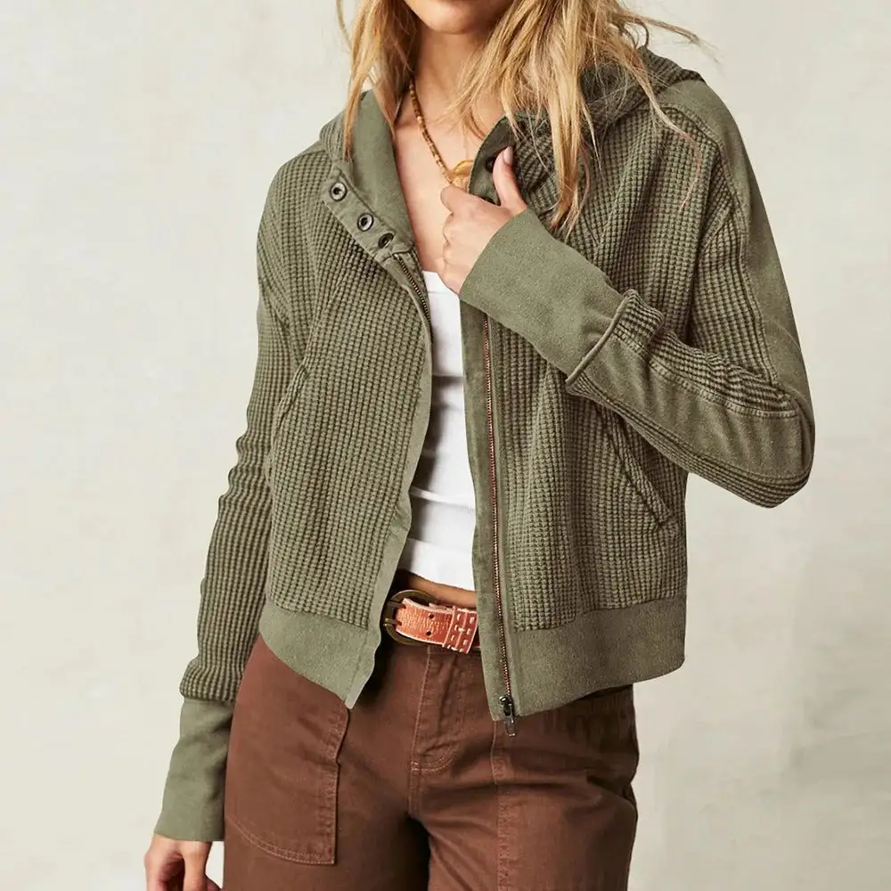 Textured Waffle Knit Jacket