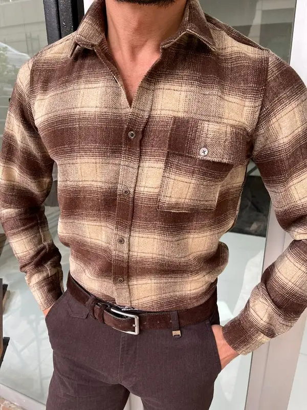 Slim Fit Plaid Casual Shirt