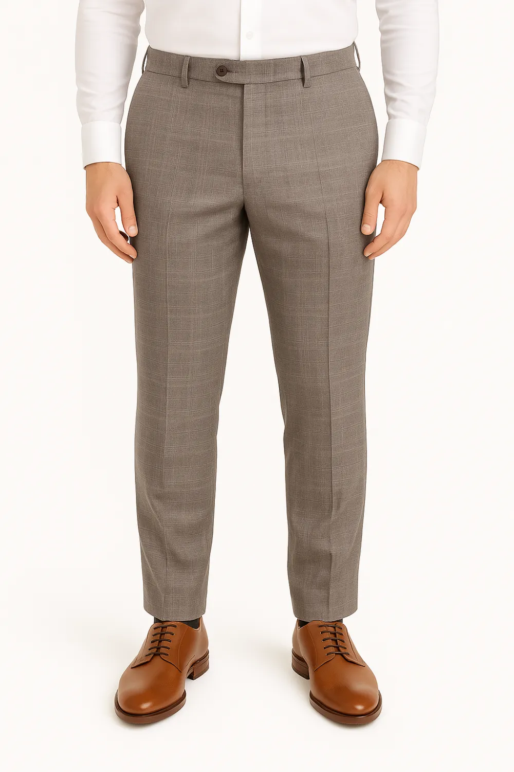 Classic Stretch Flat Front Regular Rise Traditional Fit Trousers