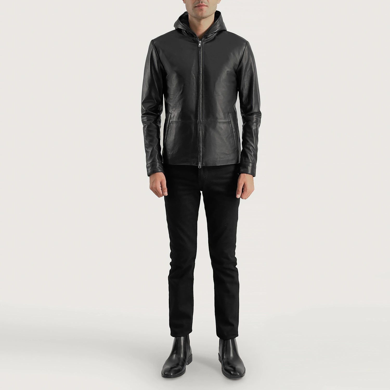 Men's Classic Hooded Leather Jacket