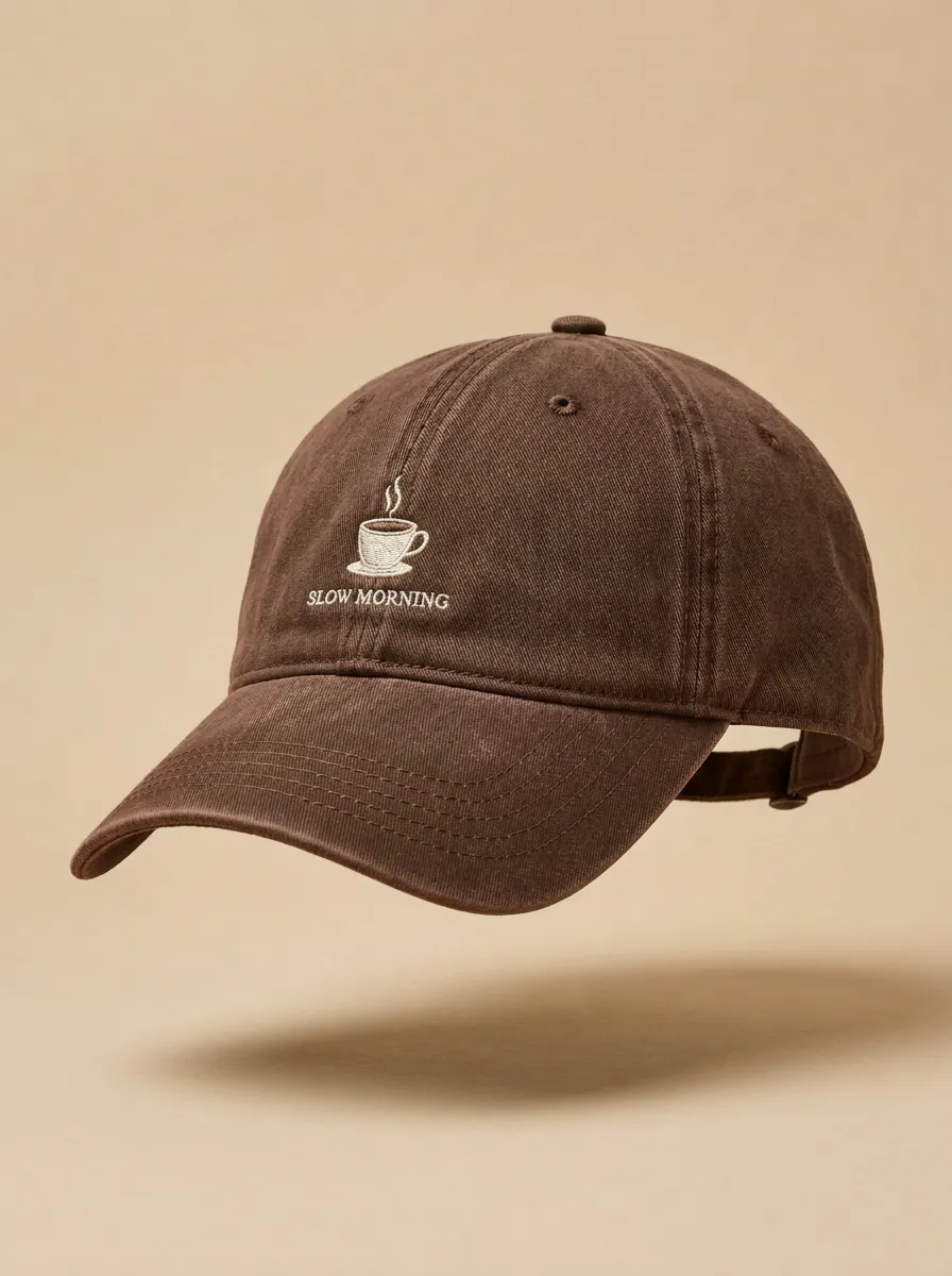 Natural Coffee-Lover Slow-Morning Embroidered Unisex Baseball Cap