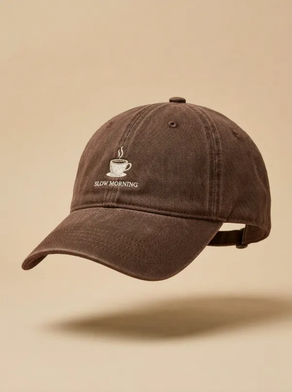 Natural Coffee-Lover Slow-Morning Embroidered Unisex Baseball Cap