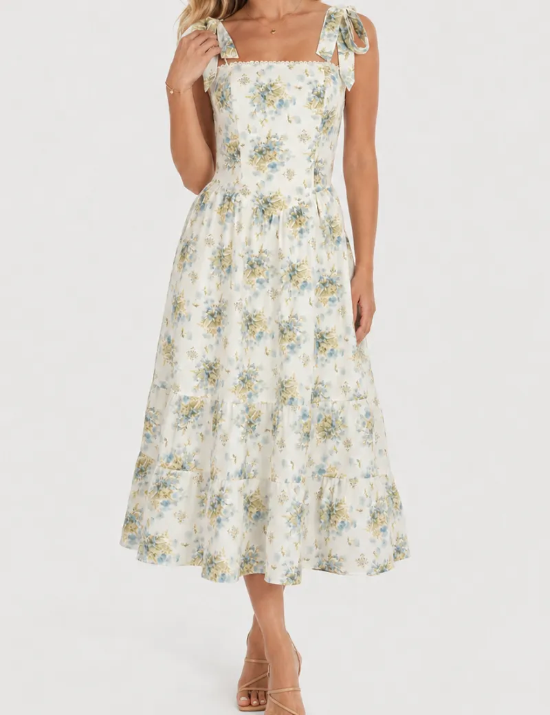 Strap Shoulder Midi Dress