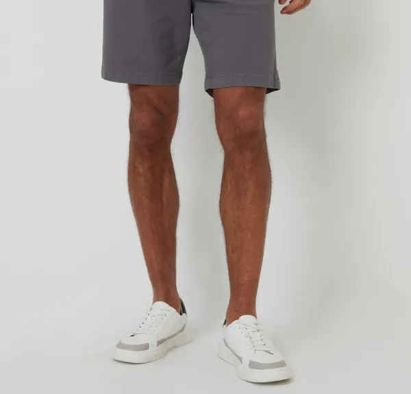 Slate Gray Regular-Fit Stretch Twill Shorts