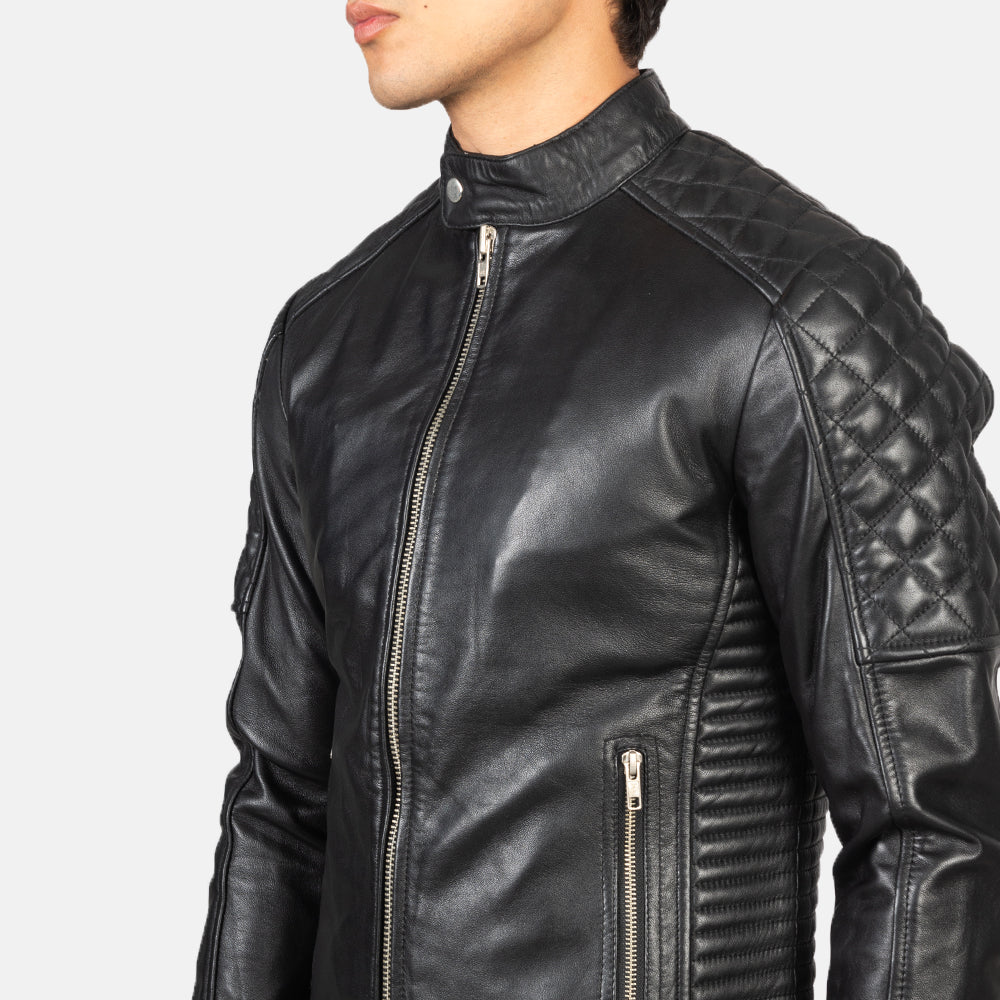 Men's Modern Biker Leather Quilted Jacket