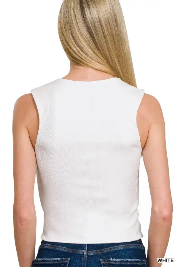Relaxed Square-Neck Ribbed Tank Top