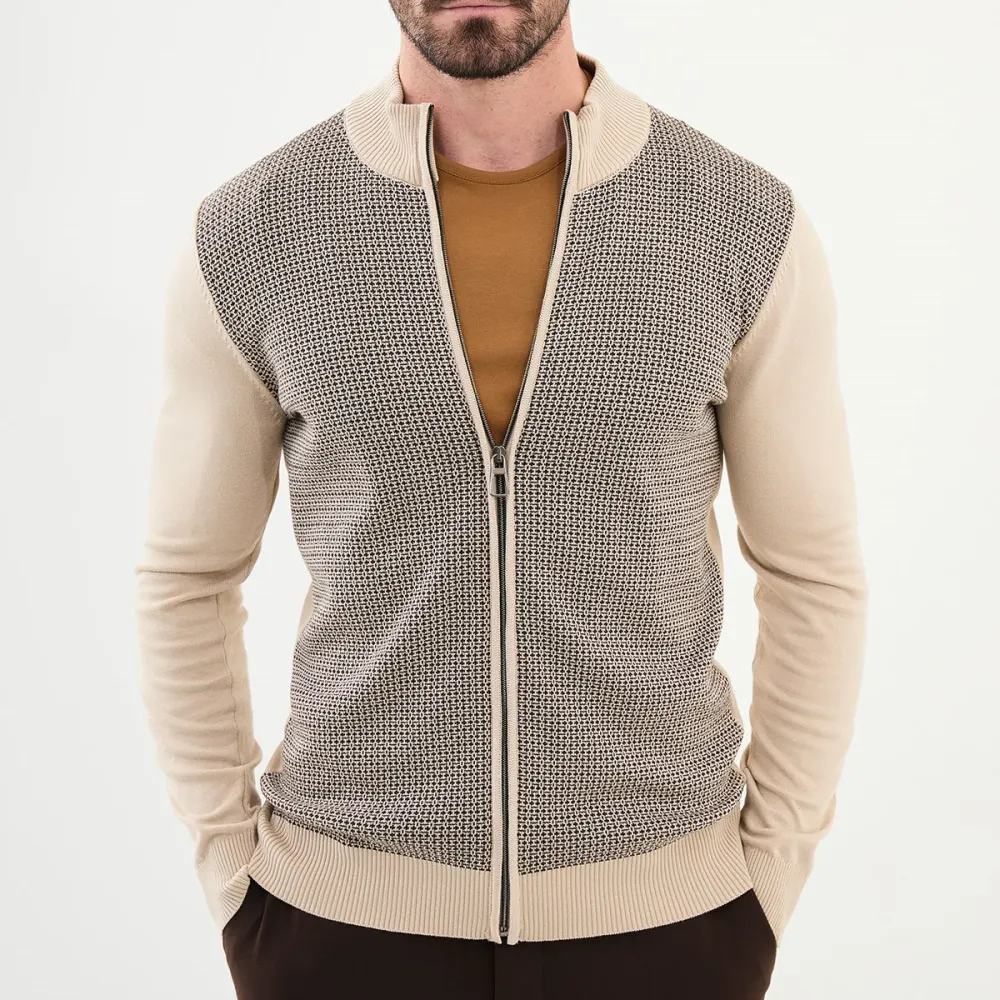 Polished Long Sleeve Slim Fit Zip Detail Knit Sweater