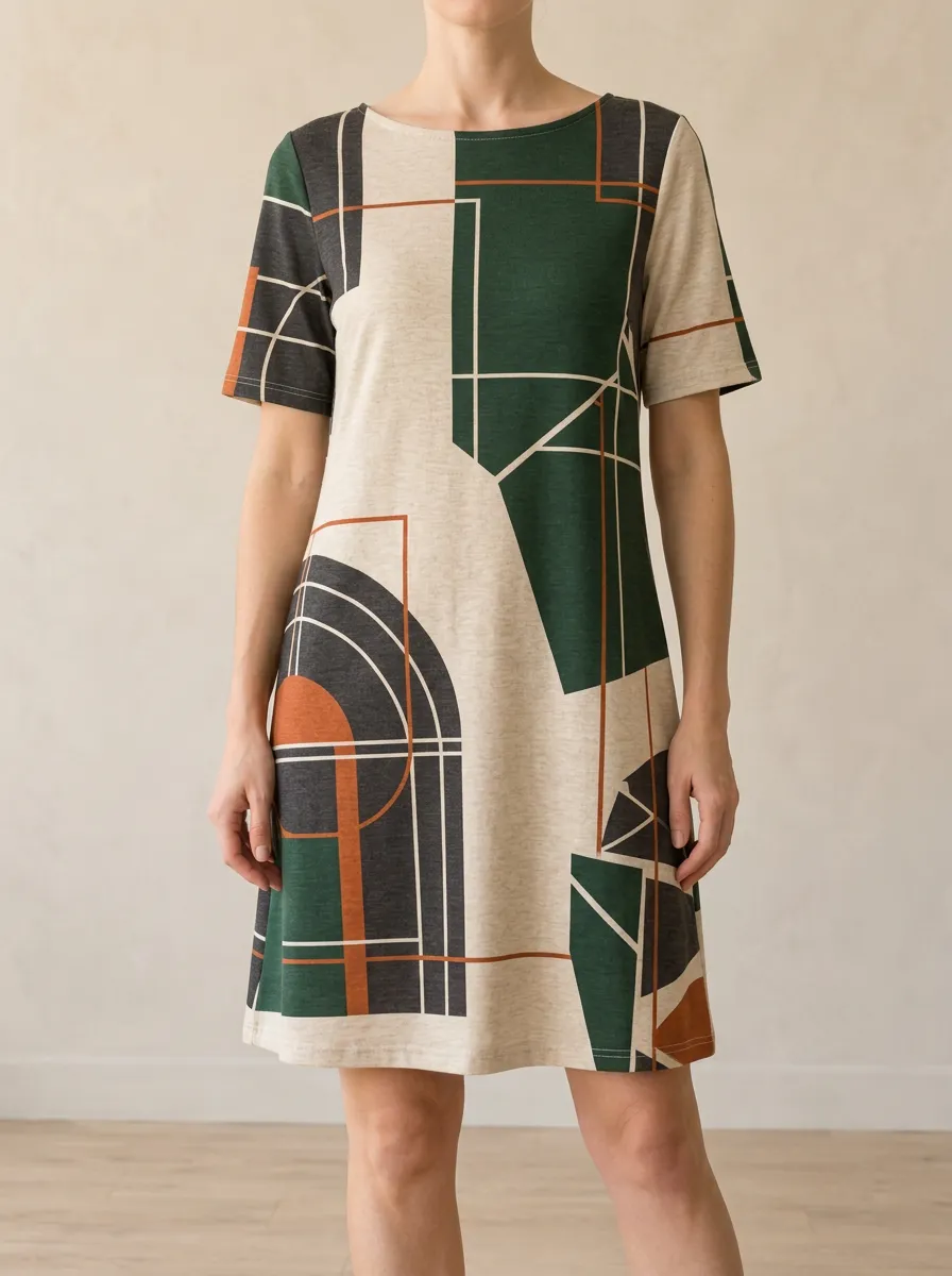 Women's Geometric Print Shift Dress