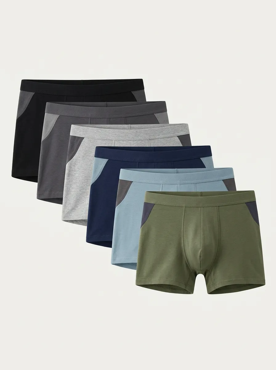 Men's Wide-Waistband Contrast-Panel Boxer Briefs Set