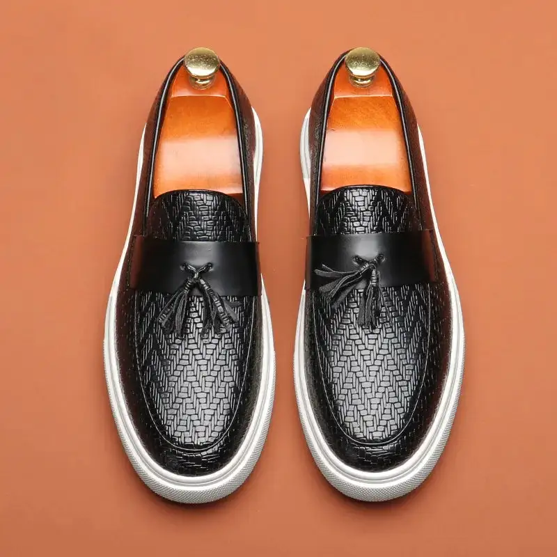 Leather Tassel Slip-On Shoes