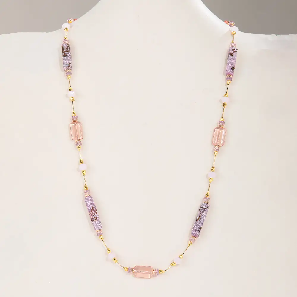 Refined Glass Beaded Long Strand Necklace
