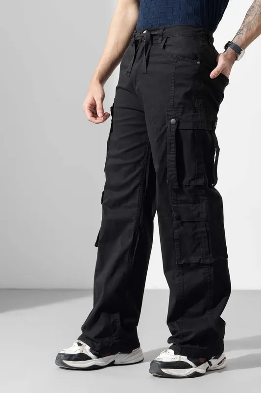 Black Drawstring Cargo Pants
