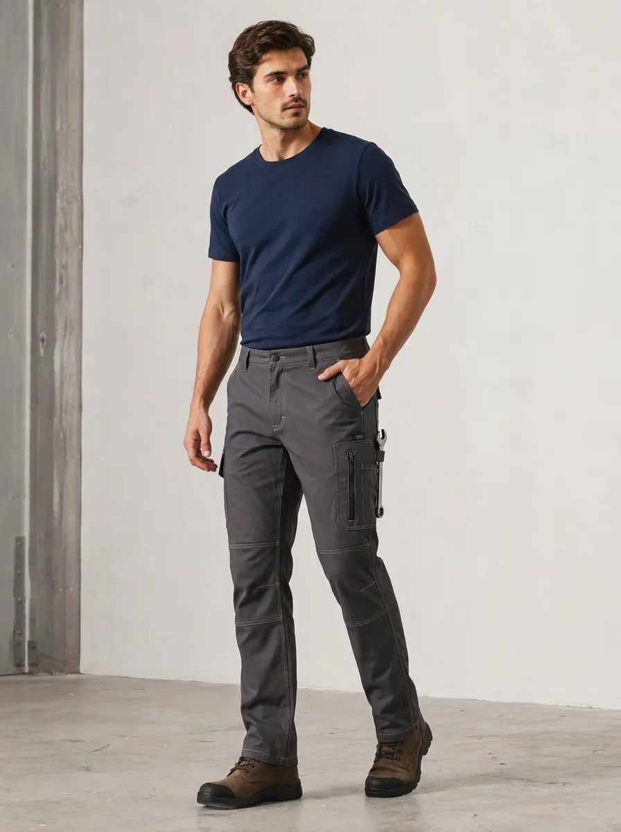 Men's Mechanic Utility Multi-Pocket Printed Cargo Pants