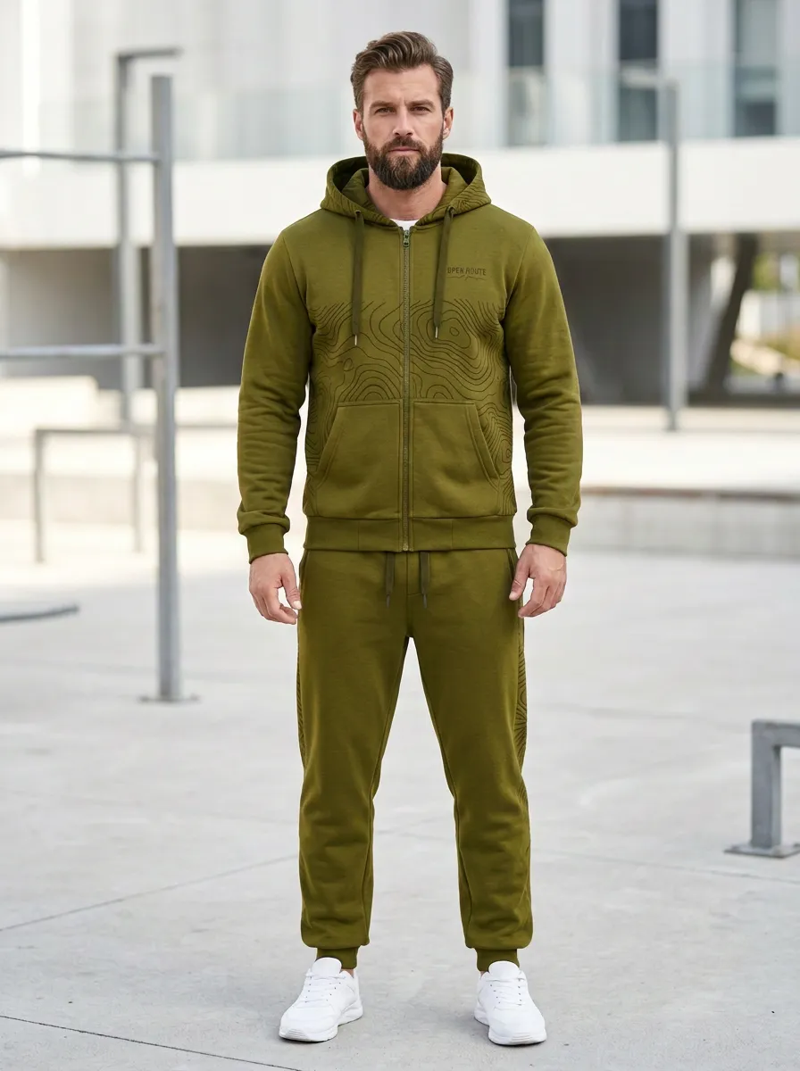 Men's Outdoor Hiking Lover Topographic Print Jogger Set