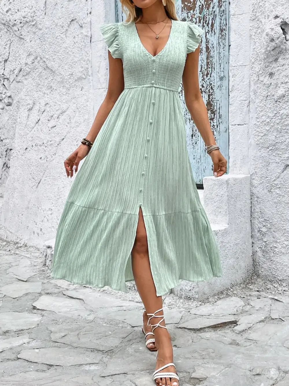 Everyday Ruffle Trim Smocked Dress