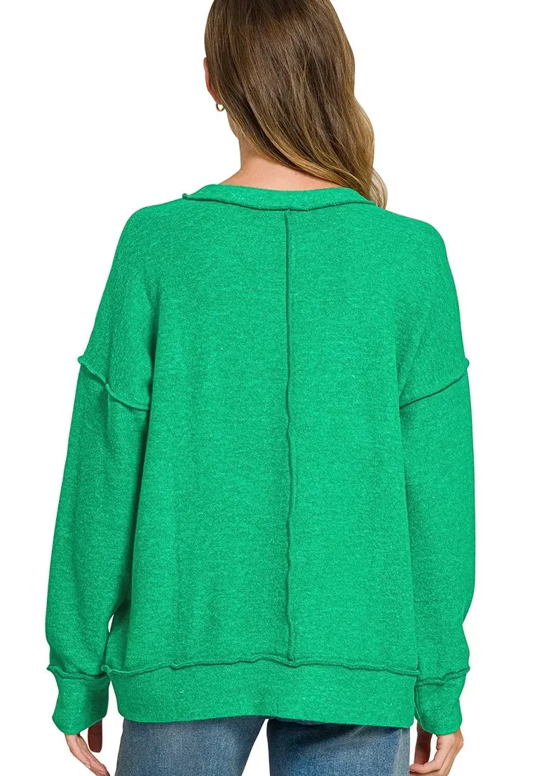 Brushed Hacci Drop Shoulder Sweater