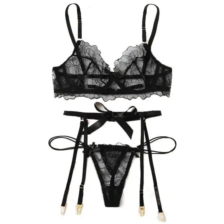 Bow Lace Garter Lingerie Set
