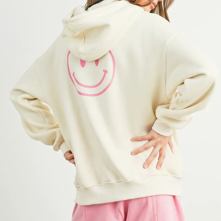 Smiley Graphic Drawstring Hoodie