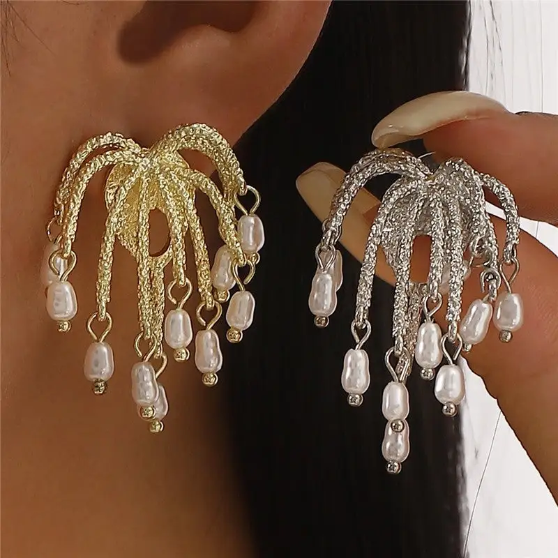 Minimal Pearl Statement Earrings
