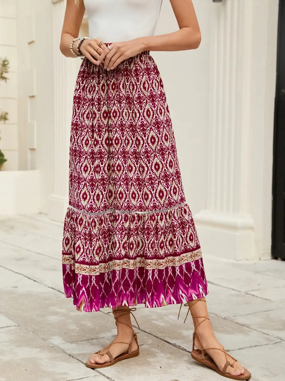 Essential Ruched Printed Skirt