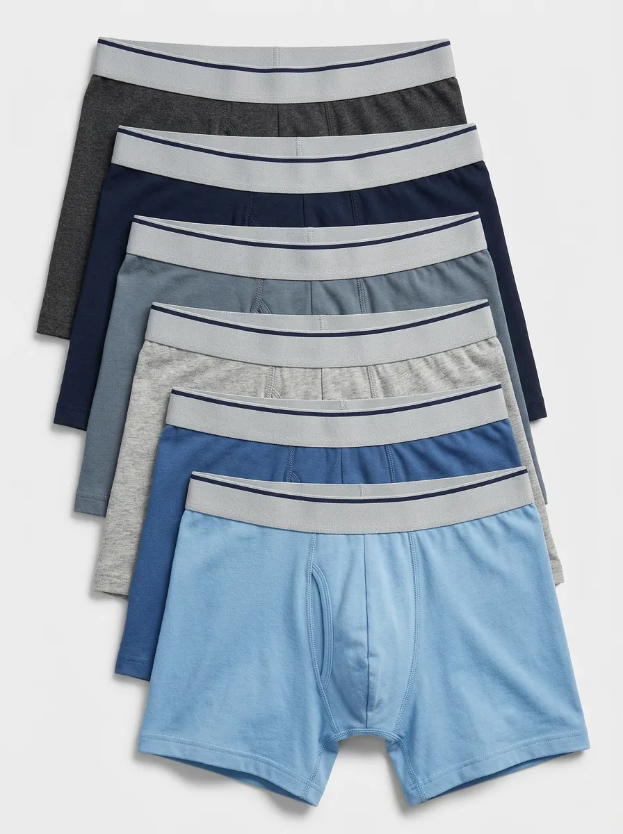 Men's Solid Basic Striped Pattern 6-Pack Boxer Briefs