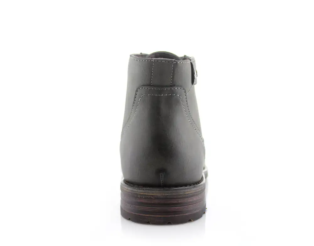 Classic Faux-Leather Burnished Lace-Up Combat Boots