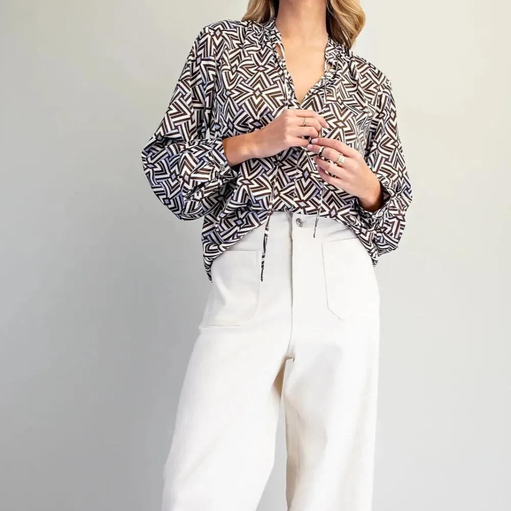 Geometric Print Blouse