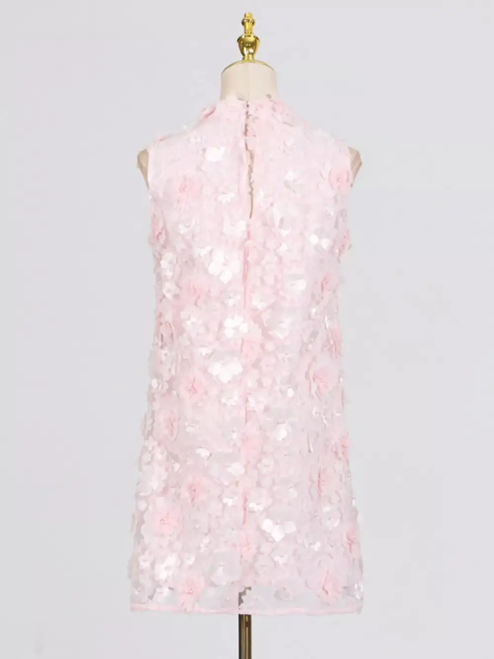 Floral High Neck Sleeveless Mini Dress