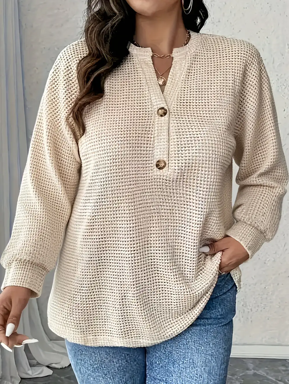 Plus Size Button-Down Striped Top