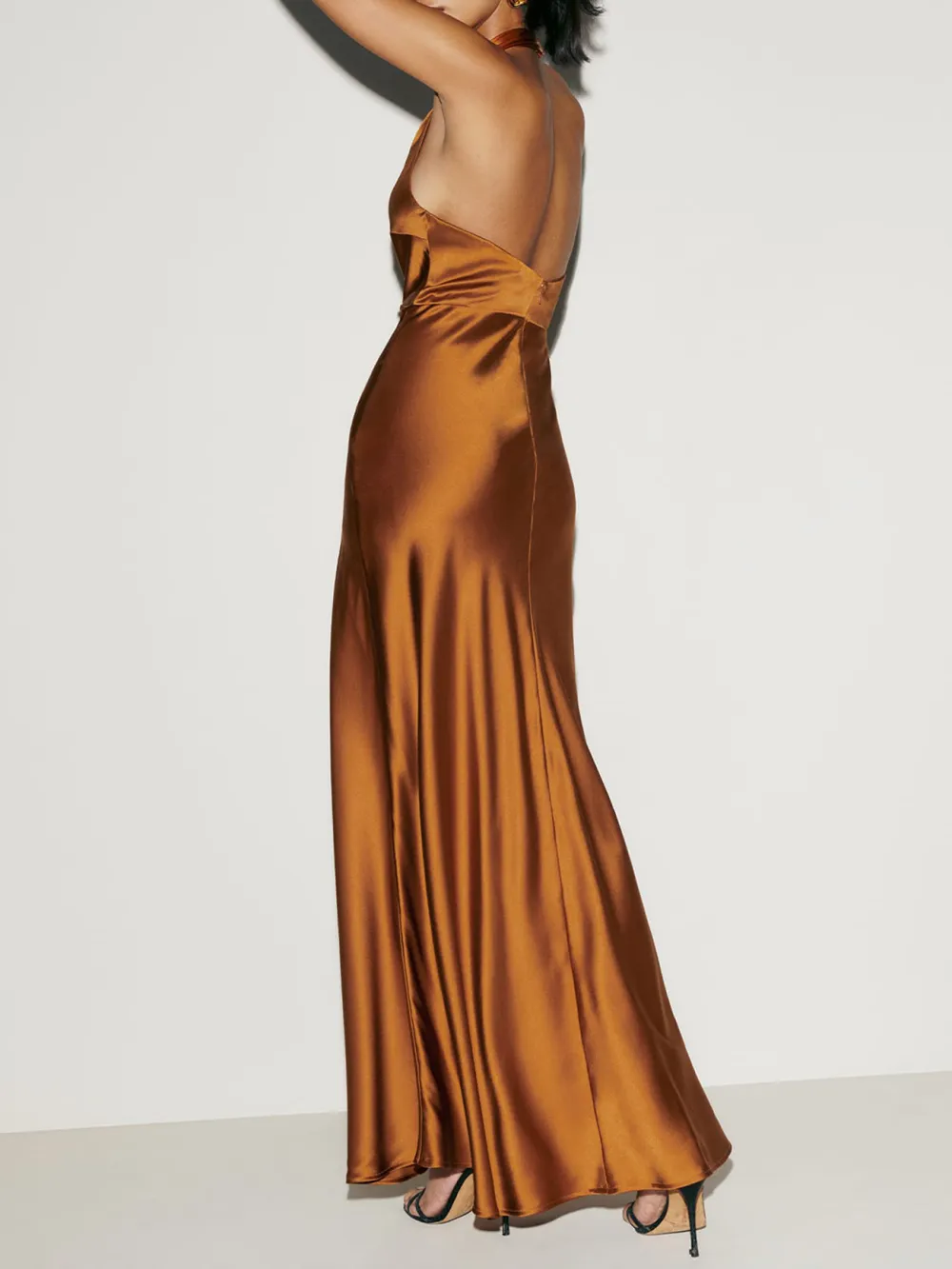 Halter Neck Satin Maxi Dress