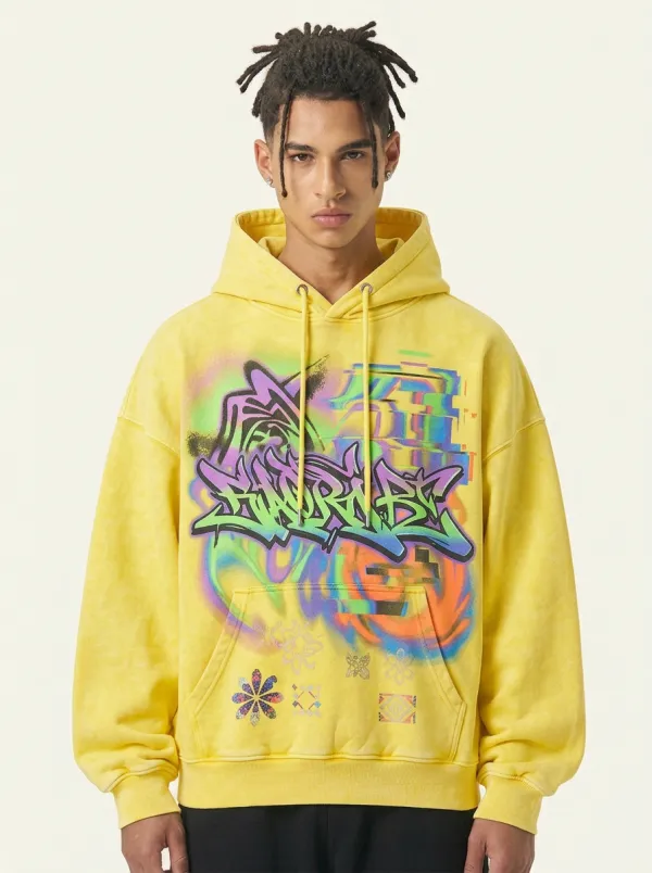 Unisex Streetwear Graffiti Floral Hoodie